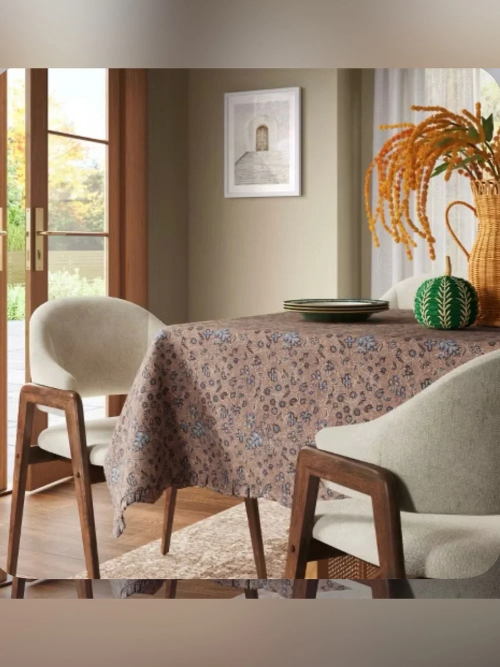 60”x80” Block Print Ruffle Tablecloth - Threshold